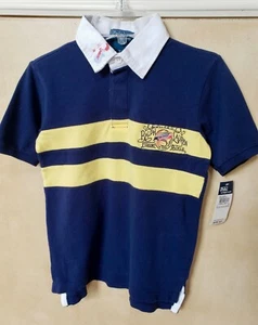 $39 NUEVO CON ETIQUETAS Polo Ralph Lauren Niño Camiseta 6 Mallas Algodón Azul Marino Amarillo - Imagen 1 de 3