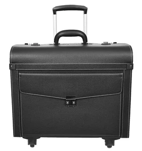 Pilot Case 4 Wheel Faux Leather Dual Lock Business Travel Bags Venturer Black - Picture 1 of 7