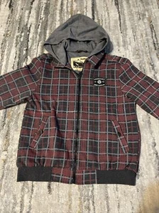 EUC Boys Hawke and Co Plaid Hoodie Zipper Jacket Sz 10/12 - Picture 1 of 3