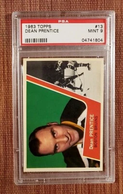 1963 Topps #13 Dean Prentice Boston Bruins Hockey Card PSA 9 POP 9 Top Graded - Image 1 of 2