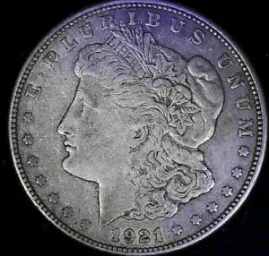 1921-D Morgan Silver Dollar - VF - Free Shipping - Picture 1 of 2