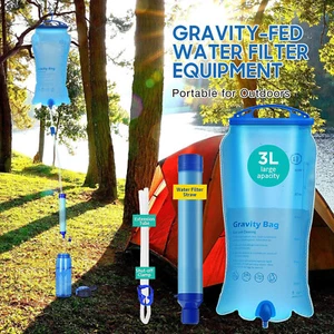 3L Portable Water Filter Starw Bag Hydration Purifier Camping Emergency Survival - Picture 1 of 11