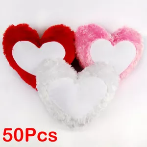 50 Stck. Herzform Weiß Sublimation Blanko Kissenhülle Flauschig Home Kissenbezug - Bild 1 von 13