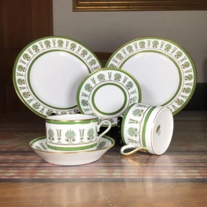 Richard Ginori Palmette Smeraldo Green Cup & Saucer & 8.7" Plate set of 2 Italy - Picture 1 of 10