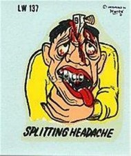 VINTAGE ORIGINAL DECAL MONTE "SPLITTING HEADACHE" RARE 1950s SOUVENIR MONSTER