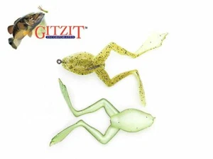 3 " Gitzit Reel Frog Grenouille avec Crochet 2 Stk Créature Appâts Perche Truite - Photo 1/4