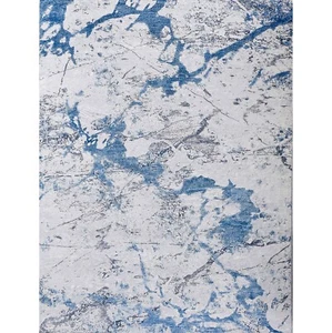 Nube Abstract Design Multi-Color Area Rug in Silver and Blue 3 Ft x 5 Ft - Picture 1 of 5