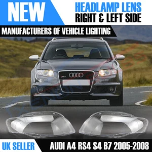 FÜR AUDI A4 S4 RS4 B7 RECHTE & LINKE SEITE FRONTSCHEINWERFER LINSE ABDECKUNG 2005 - 2008 - Bild 1 von 12