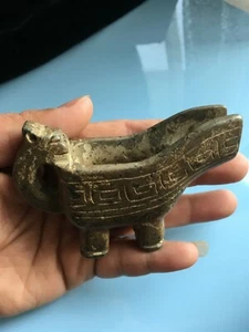 Chinesische Hongshan Kultur Antik Jade Drache Dreibein Deko - Bild 1 von 6