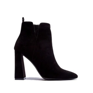 Qupid Suede Pyramid Heel Ankle Booties - Picture 1 of 14