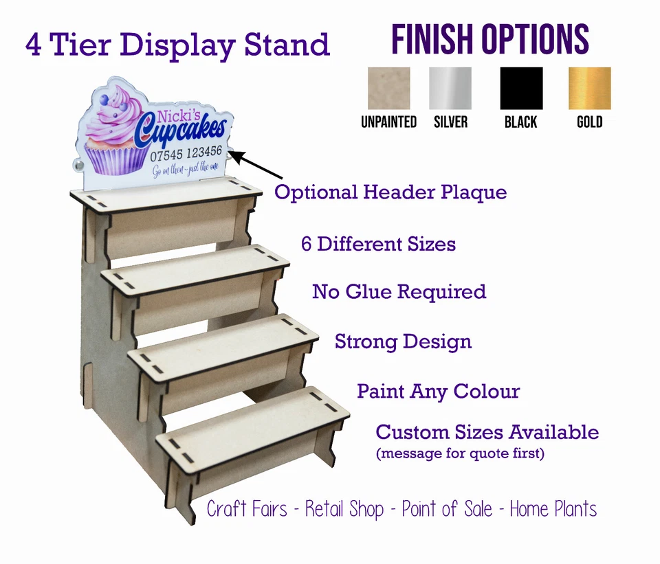 ARTIE FARTIES DISPLAY STAND 4 TIER Point of Sale Retail SHELF UNIT CRAFT FAIR 4mm MDF NO GLUE