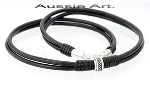 NEW Choker Genuine Sterling Silver Leather Men Necklace 5N-503 - Bild 1 von 8