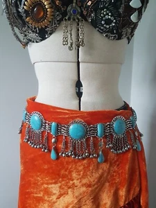 Kuchi Turquoise metal belt FCBD Fusion Tribal Gypsy Medieval Bellydance - Picture 1 of 3