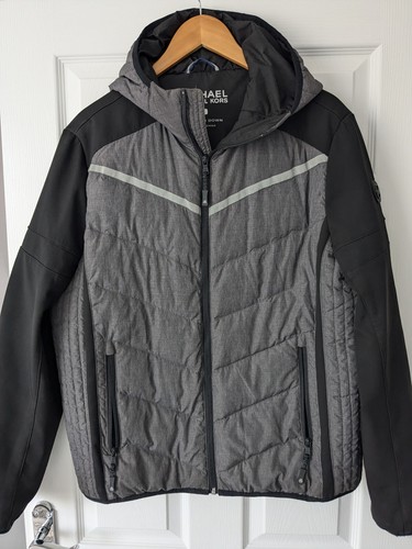 Taglia: Grande Cappotto Giacca Uomo Michael Kors Puffa Bubble Grigio Nero Imbottito