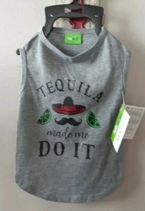 Fabdog Tequila Made Me Do It Gris Brezo Talla M Perro Camisa Tanque Conjunto - Imagen 1 de 7