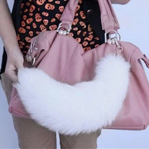 Cute Fox Tail Keychain 40cm Plush Bag Keychain for Women Car Key Backpack Gift - Picture 1 of 29