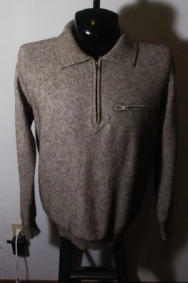 KIWI 服装 "New Zealand" Pussom Merino 羊毛 1/2 拉链毛衣 XL 码 — 第 1/4 张图片