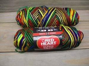 Red Heart Super Saver Mexicana Yarn 2 Skeins 5 oz 236 yds 100% Acrylic Made USA - Picture 1 of 10