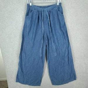 Beyond Capri Wide Leg Y2k Baggy Chambray Pants Womens One Size Elastic Waist - Picture 1 of 10