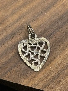 Vintage 925 Sterling Silver Filigree Heart Pendant (E) (PE825-6) - Picture 1 of 6