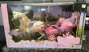 Barbie Rapunzel Botticelli y Carruaje Set IOB Raro Caballo Coleccionable 2002 - Imagen 1 de 8
