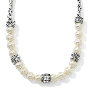NWTag Brighton MERIDIAN BEAD Silver Crystals Glass Pearl Short Necklace MSRP$168 - Picture 1 of 3