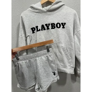 Playboy by Pacsun grau Hoodie Shorts Set Loungewear Damen Small XS Pinup - Bild 1 von 8