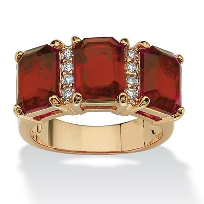 Birthstone and CZ Gold-Plated Ring - Image 1 of 4