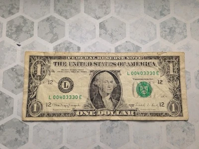 1988 Trinary One Dollar Bill Fancy Repeater Triple 3s L00403330E - Image 1 of 2