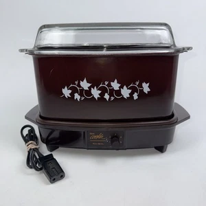 Vintage West Bend 6 Quart 5 Temp Schongarer Klarglas gewölbter Deckel braun mit Efeu - Bild 1 von 10