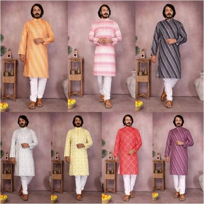 Men’s Kurta Set Pakistani Pyjama Indian Sherwani Style Suit for Wedding Party - Image 1 of 4