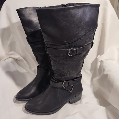 Botas de montar Easy Street Kelsa para mujer de cuero sintético talla 6M Foto 1 de 4