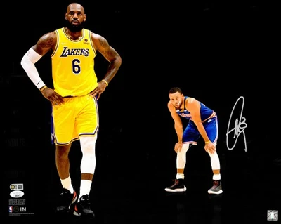 Stephen Curry Signed 16x20 Photo Golden State Warriors LeBron James JSA - Image 1 of 4
