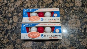 10 Vintage Yule-Glo / ALCA Red & White Candy Cane C-7 1/2 Bulbs   All Tested - Picture 1 of 6