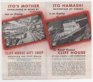 Folleto publicitario de tallas de Cliff House Ito Hamachi de los años 50 de San Francisco - Imagen 1 de 2