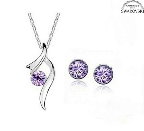 Set parure donna argento orecchini punto luce colana ciondolo cristalli swarovsk - Immagine 1 di 1