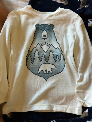Camisa térmica Jumping Bean blanca con oso azul. Talla 5.  Niños.  Unisex. Foto 1 de 3