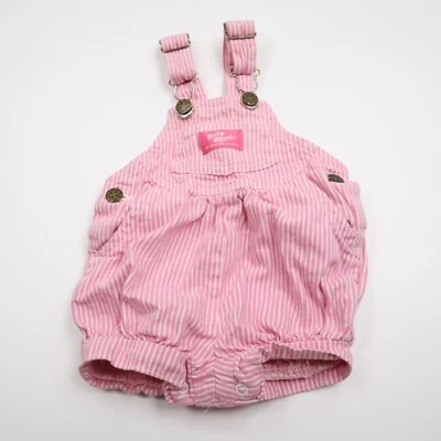 Vtg Oshkosh Bgosh 18M Girls Vestbak Pink Striped Railroad Overalls Made In USA - Image 1 of 4