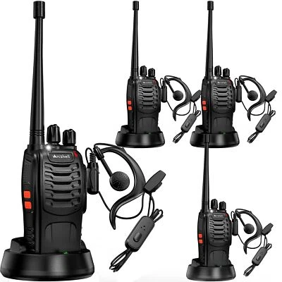 Rechargeable Long Range Two-Way Radios with Earpiece 4 Pack AR-5 Walkie Talki... - Image 1 of 4