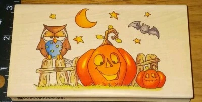Whipper Snapper, Halloween, Pumpkin Fence,big,RARE,rubberStamp,(Bx321) . - Image 1 of 4