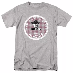 New Mexico State University Adult T-Shirt Plaid Badge, Athletic Heather, S-5XL - Picture 1 of 7