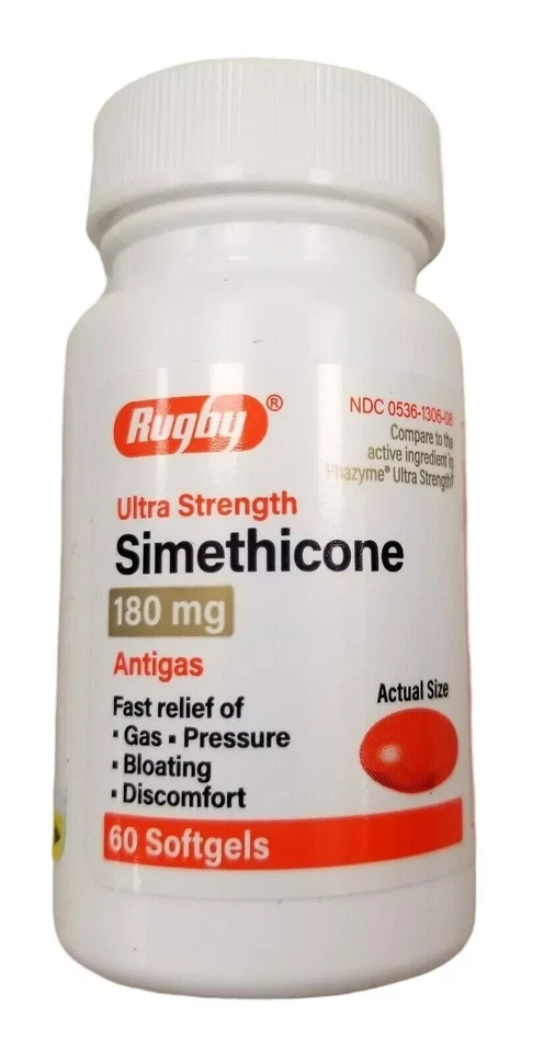 Rugby Simethicone Gas Relief 180mg 60 Softgels - Image 1 of 1