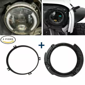 Hooke Road 7 in Headlight Replacement Mount Ring Kit For 07-18 Jeep Wrangler JK - Picture 1 of 12