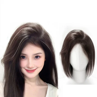 Clip de flecos alto recto sin costuras en toppers 100 % Remy pieza de cabello humano Foto 1 de 4