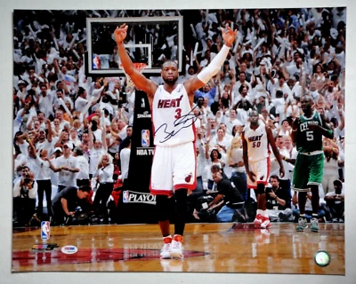 DWYANE WADE SIGNED PSA/DNA MIAMI HEAT 16X20 PHOTOGRAPH AUTOGRAPH BASKETBALL NBA - Image 1 of 4