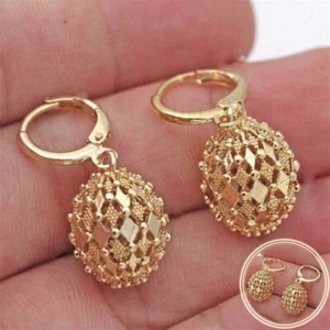 Pendientes de moda enchapados en oro amarillo 18k gota hueca para mujeres joyería un par - Imagen 1 de 3