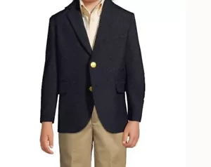 Lands' End Boys School Hopsack Blazer Size 8 Deep Navy New WT - Picture 1 of 8