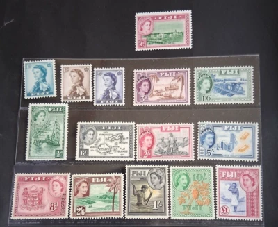 FIJI 1954 QE II 1/2d to £1  SG 280 - 295 Sc 147 - 162 pictorial set 15 MNH - Image 1 of 2