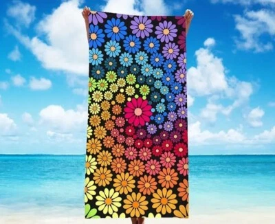 多色复古花朵漩涡超细纤维沙滩巾 — 第 1/2 张图片