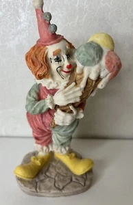 VINTAGE PORZELLAN BISKUIT CLOWN & RIESIGE EISTÜTE 7,25" FIGUR SKULPTUR - Bild 1 von 11